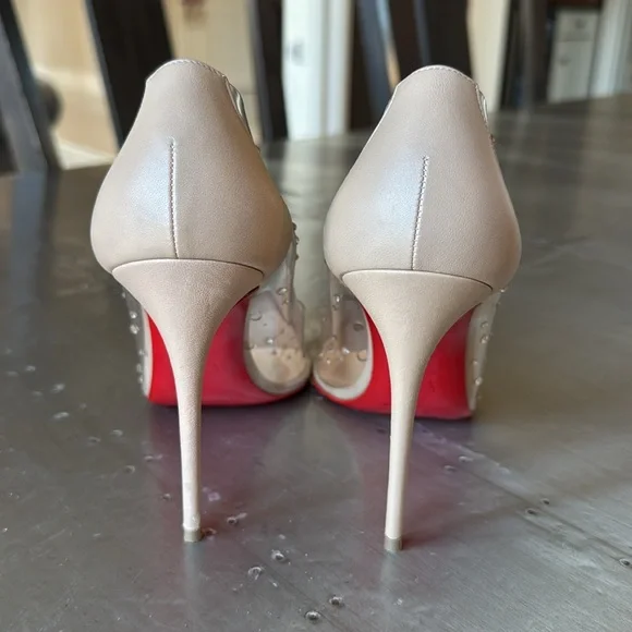 Christian Louboutin degrastrass nude pvc crystal Preowned 100mm stiletto 38.5 - Picture 7 of 14